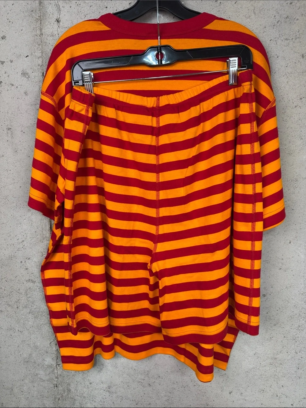Hanna Andersson Bold Red & Orange Striped shorts pjs set XL